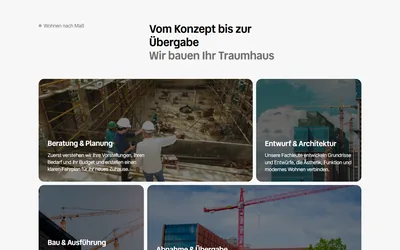 Leistungen-Block der Website eines Bauunternehmens